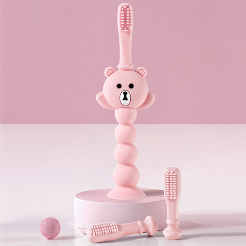 Tête de brosse à dents en silicone rose remplaçable