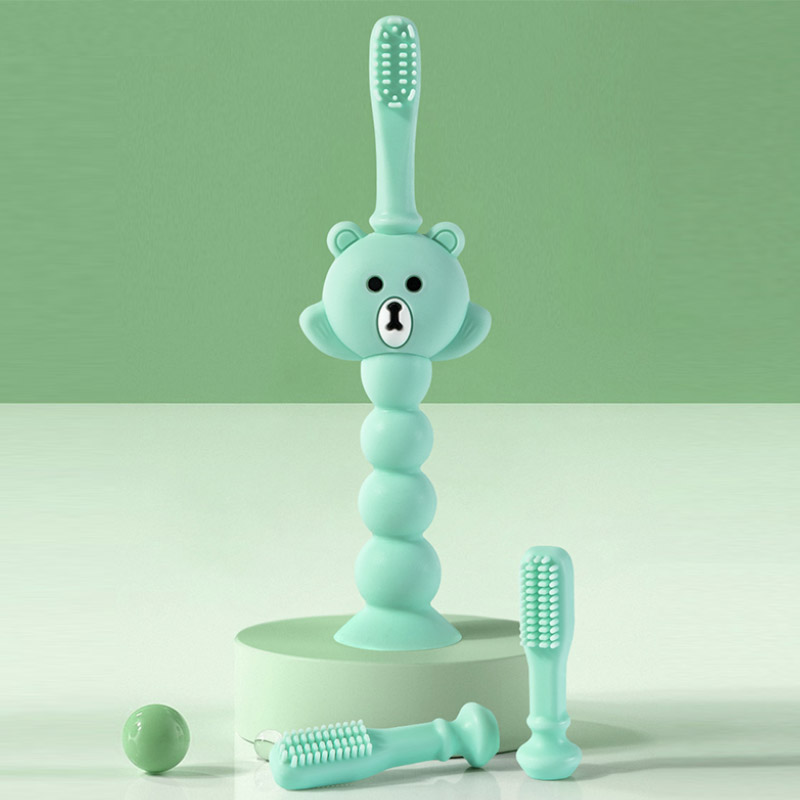 Brosse à dents en silicone ours dessin animé bleu