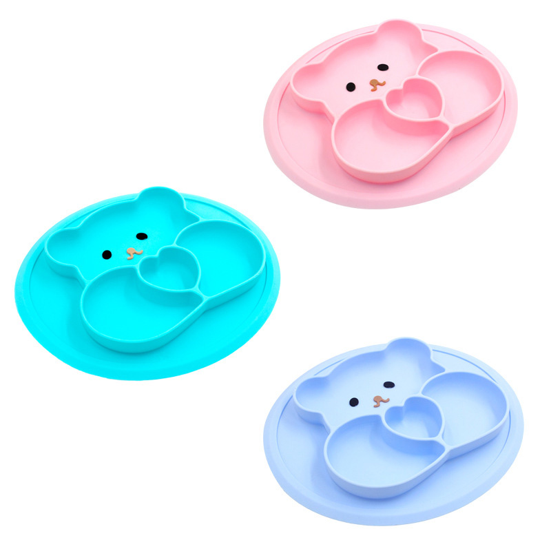 Assiette bébé en silicone multicolore en option