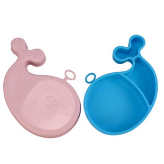 Assiette à dîner en silicone pour enfants de qualité alimentaire, assiette alimentaire en silicone cloisonnée, assiette en silicone à forte aspiration