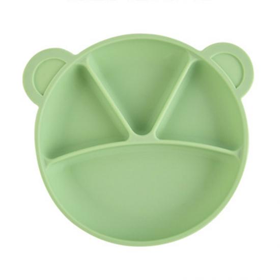 assiette divisée en silicone avec ventouse pour enfants avec fourchette et cuillère